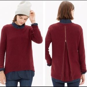 Madewell Sweater Maroon Zip Down, Size XS
